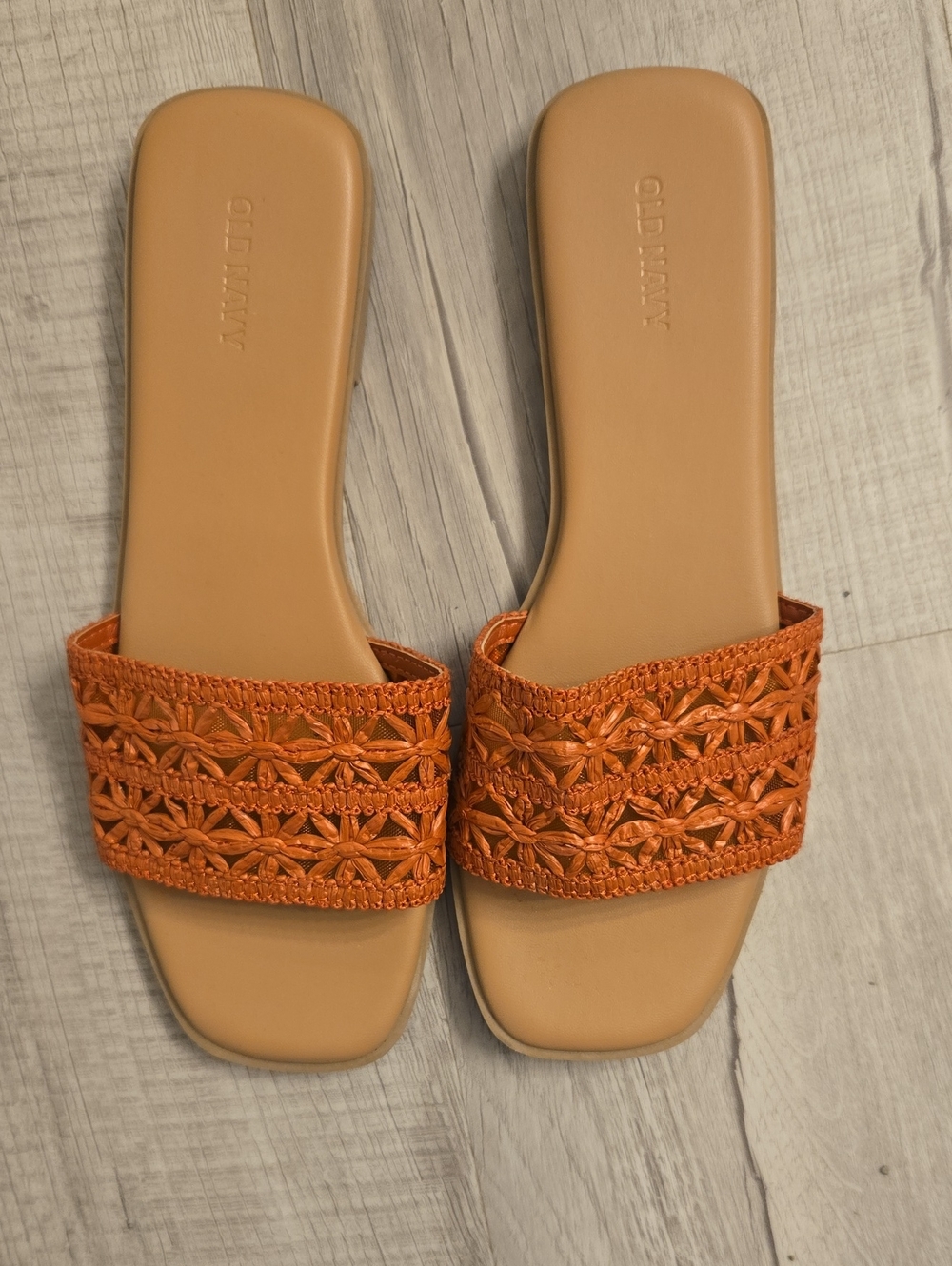 Old Navy Orange Crochet Slide Sandals